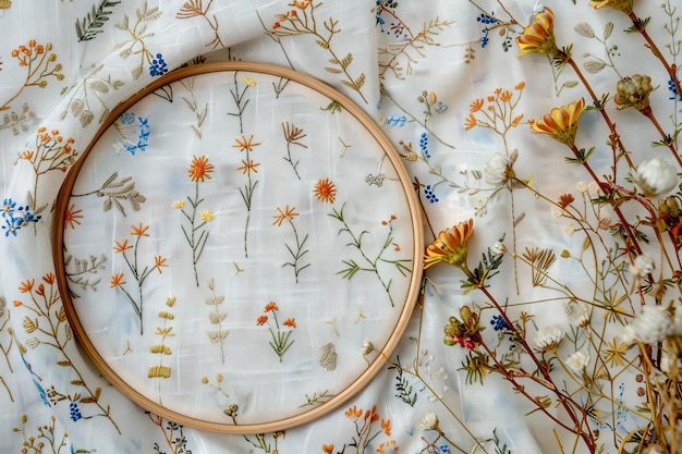 Hoop with embroidered floral motif